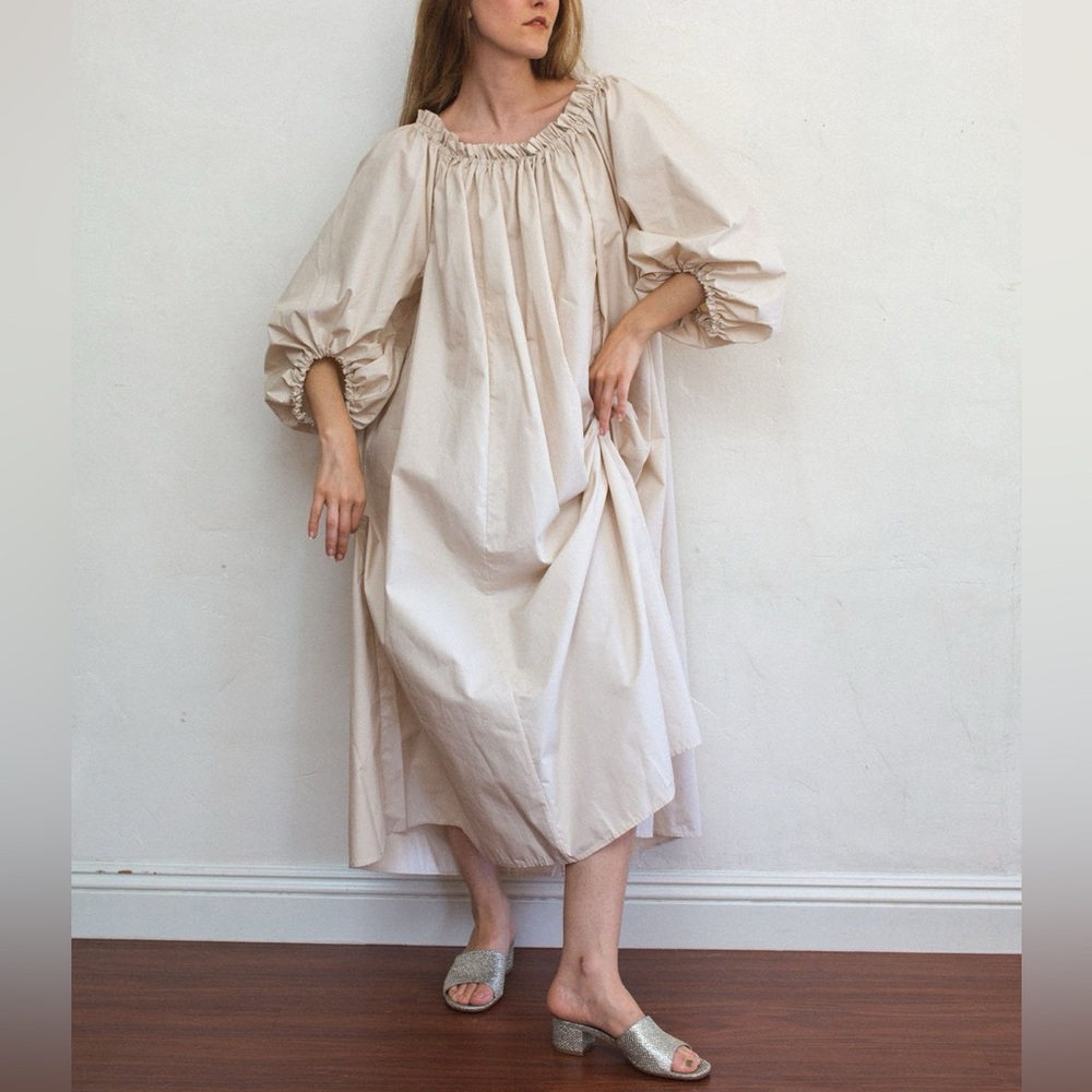NWOT H&M Oversized Beige Side Slit Maxi Sz XL Dress